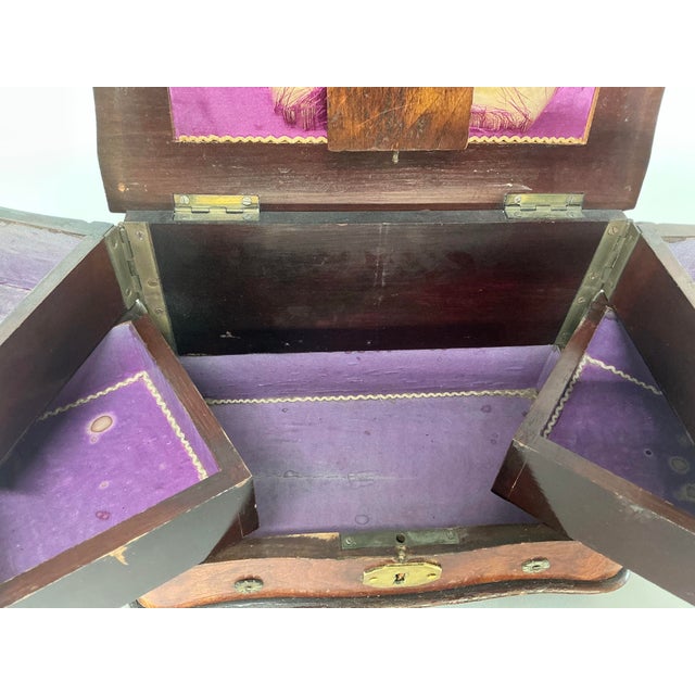 Brown Antique Victorian Sowing or Jewelry Box For Sale - Image 8 of 12