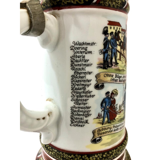 Metal Commemorative Early 20th-Century German Reservist Stein in Porcelain and Pewter For Sale - Image 7 of 18