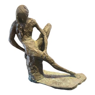 1980s Modern Brutalist Bronze Sculpture of a Woman For Sale