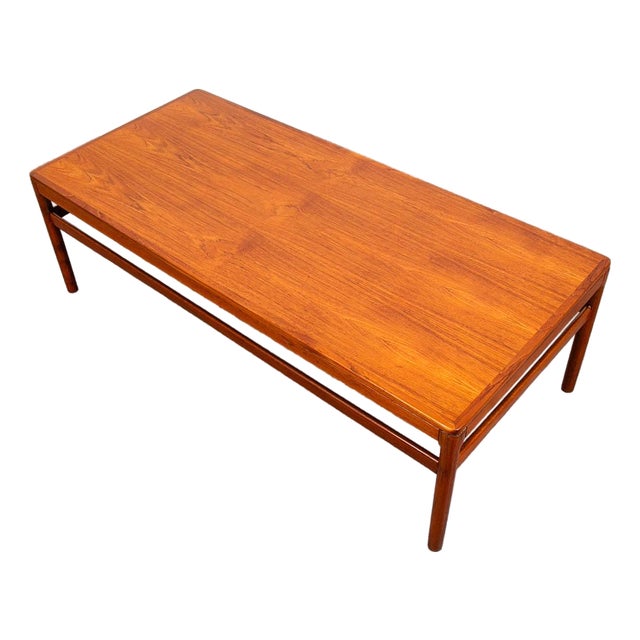 Mid Century Danish Modern Coffee Table Solid Teak Denmark Surfboard MCM Vintage For Sale