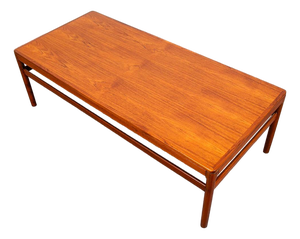 Mid Century Danish Modern Coffee Table Solid Teak Denmark Surfboard MCM Vintage