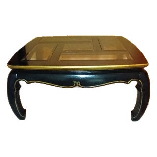 1970s Taiwan Ming Chow Gilt and Black Coffee Table For Sale