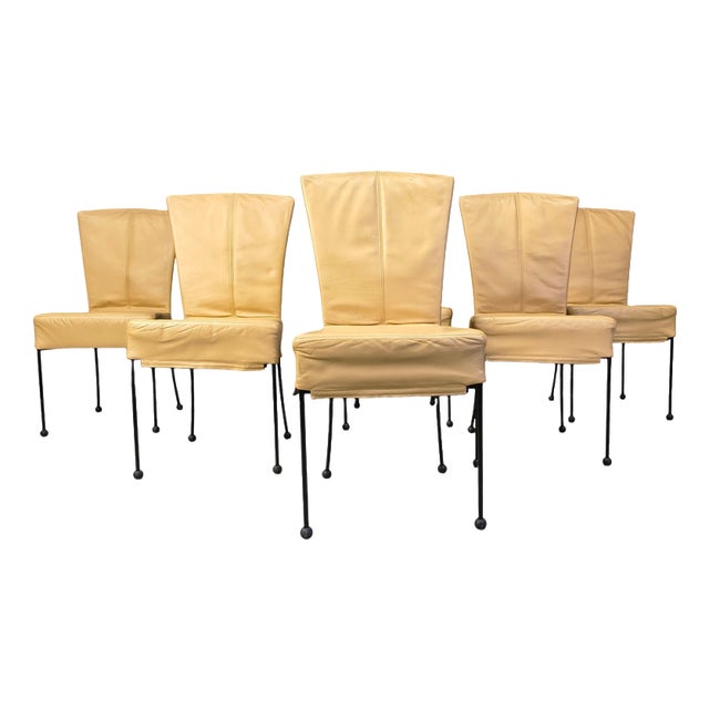 Vintage Leather Dining Chairs in the style of Gerard Van Den Berg, 1980s, Set of 6 For Sale