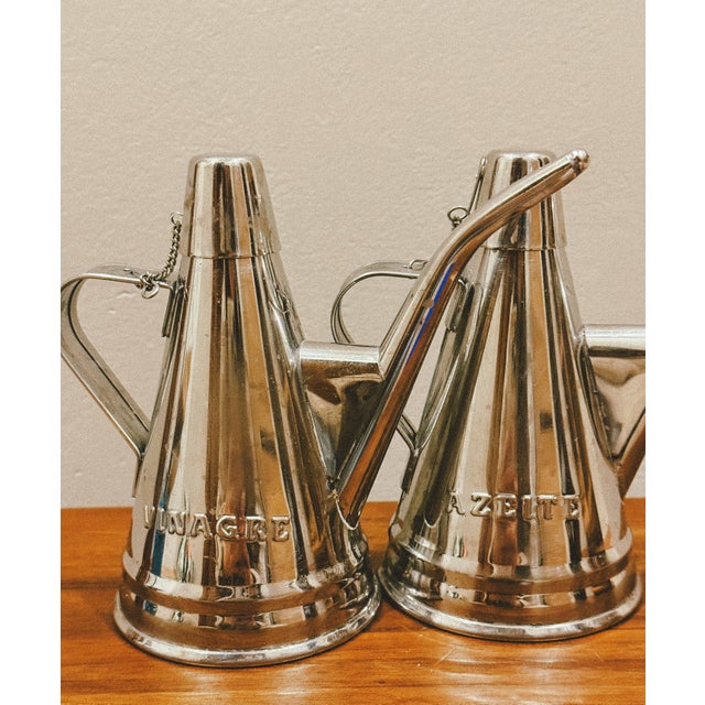 1970s Portuguese Inox Oil and Vinegar Cruets, 1970s, Set of 2 For Sale - Image 5 of 6
