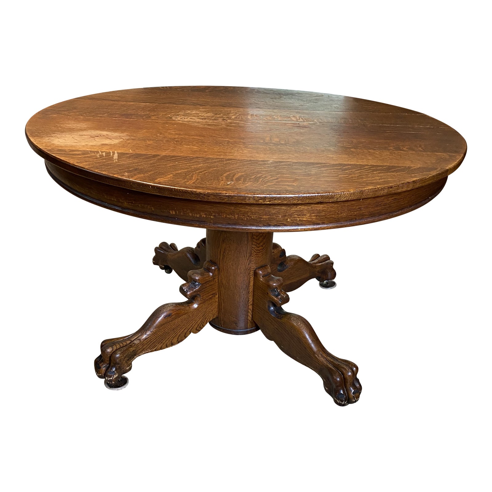 Antique QuarterSawn Oak Claw Foot Pedestal Dining Table Chairish