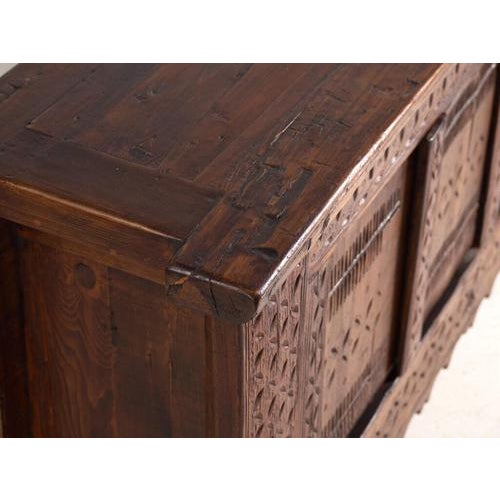 Antique Carved Pine Sideboard, Xinjiang, China, 1900 For Sale - Image 4 of 14