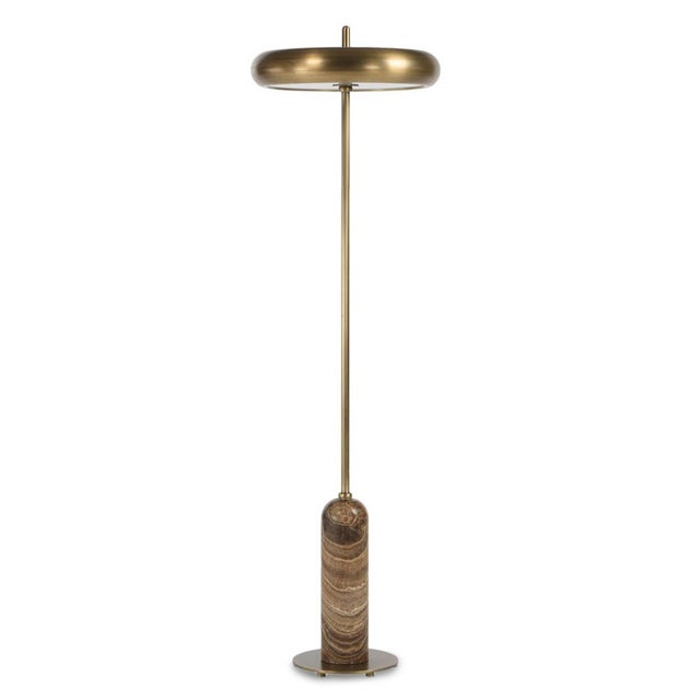 2020s Mod Brass Beret & Marble Floor Lamp For Sale - Image 5 of 7