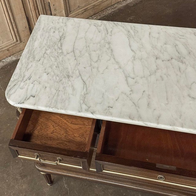French Directoire Neoclassical Carrara Marble Top Commode For Sale - Image 16 of 18
