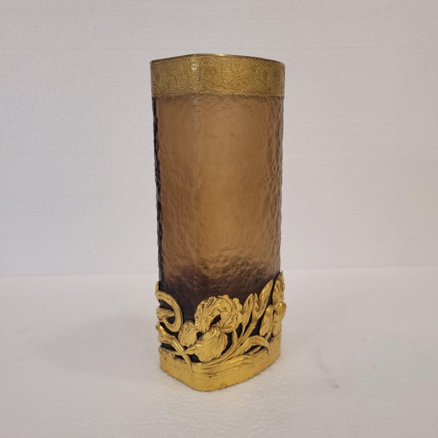 Art Nouveau Glass and Ormolu Vase by Victor Saglier, France, 1890 For Sale - Image 3 of 18