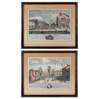 Italian Prints, Views of Venice Engravings by Marco Sebastiano Giampiccoli - a Pair For Sale