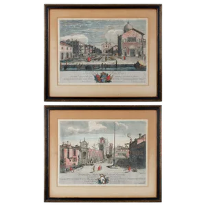 Italian Prints, Views of Venice Engravings by Marco Sebastiano Giampiccoli - a Pair
