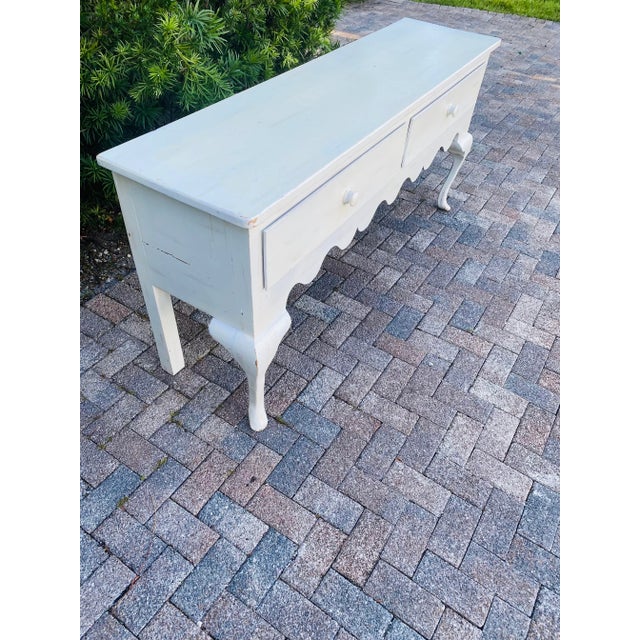 Large French Country Console Table Distress Blanche For Sale In Miami - Image 6 of 10