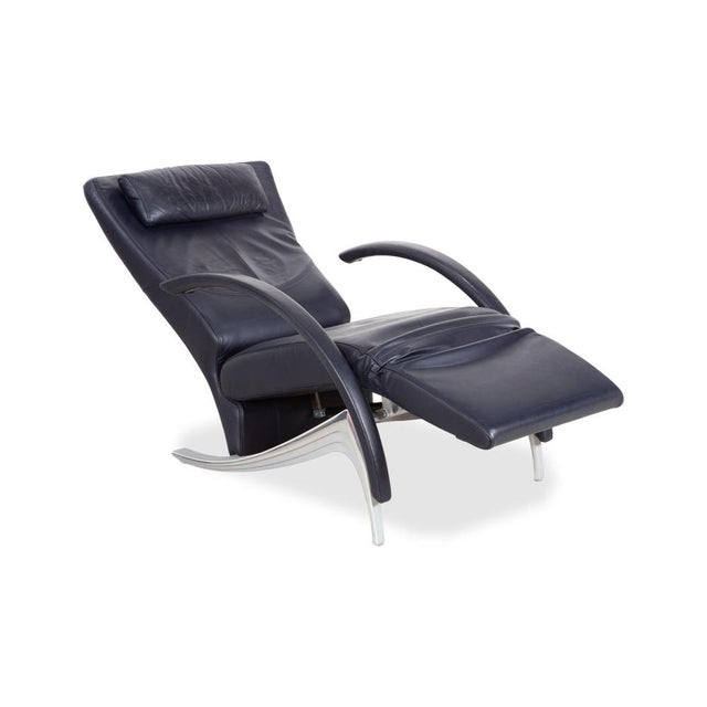 3100 Lounge Chair in Dark Blue Leather from Rolf Benz For Sale - Image 4 of 16