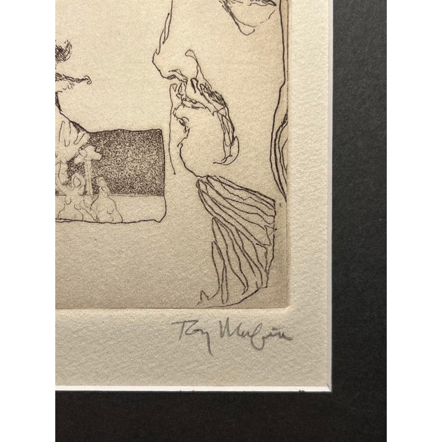 Rare Tony Mafia 1970s Etching Woman & Man Profiles Limited Edition 1/99 For Sale - Image 4 of 8
