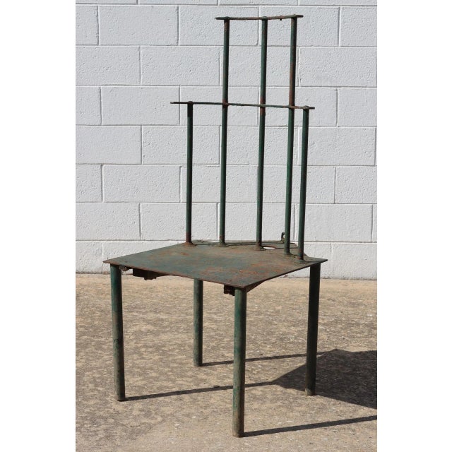 1980s Matched Pair of French Postmodern Green-Painted Metal "Windsor" Chairs For Sale - Image 9 of 11