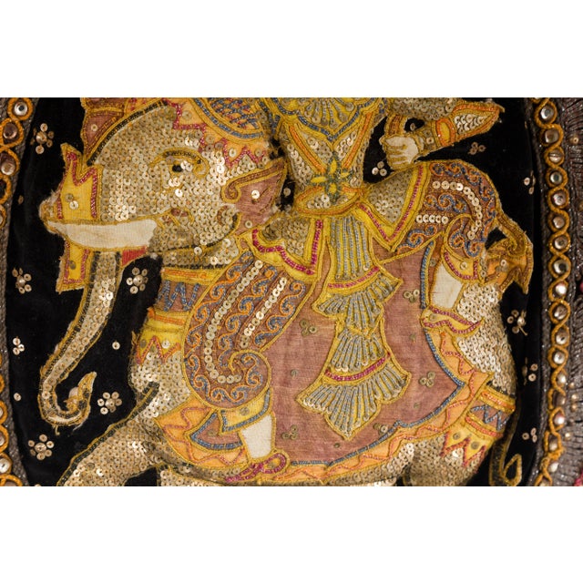 Traditional 19th Century Kalaga Tapestry with Stones, Sequins and Colorful Thread For Sale - Image 3 of 12