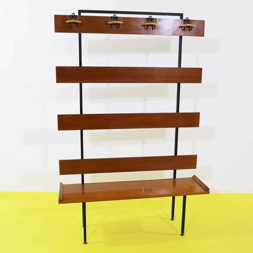 Metal and Wood Coat Rack with Hooks and Shelf For Sale - Image 11 of 11