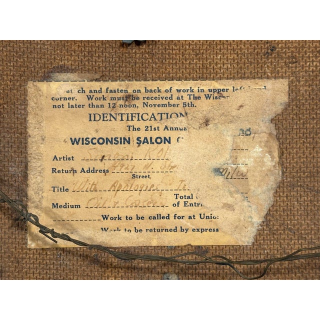 Bauhaus 1955 Vintage Mixed Media Painting by Wisconsin Artist Simon Kops For Sale - Image 3 of 5