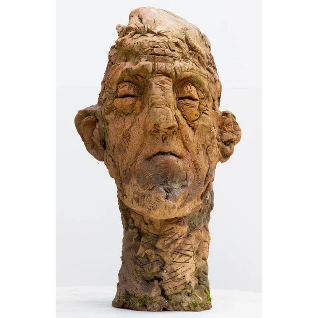 Expressionist Ceramic Head Sculpture in Refractory Stoneware, 2010s For Sale - Image 9 of 16