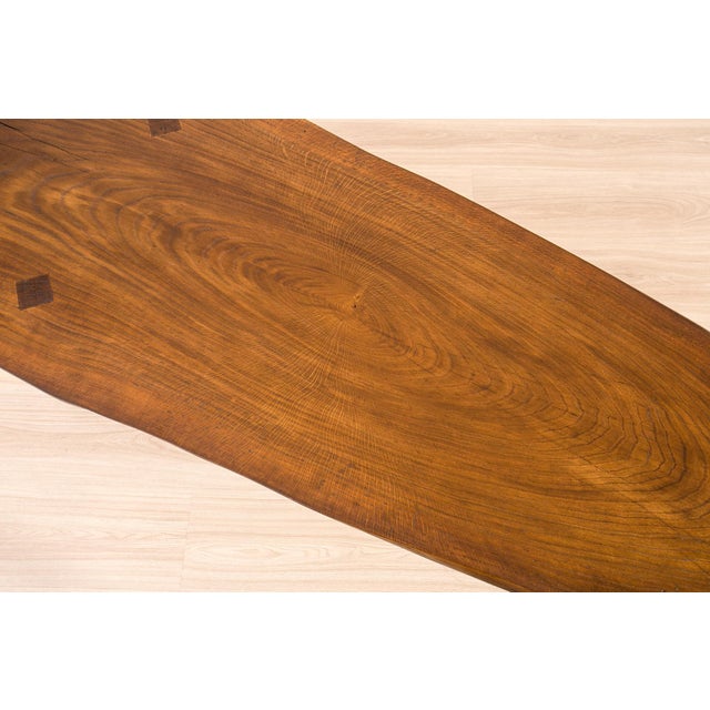 Brutalist Oak Slab Coffee Table, Central Europe, 1960s For Sale - Image 6 of 9
