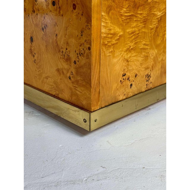 Lacquered Burlwood and Brass Credenza, 1970s For Sale - Image 9 of 16