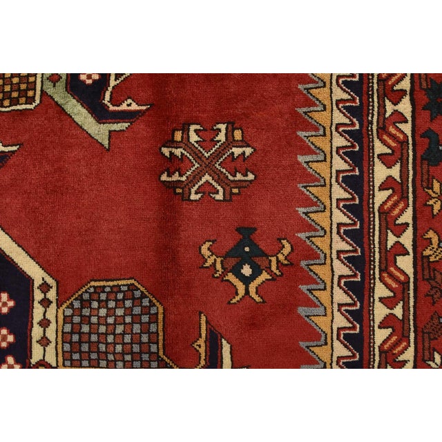 Karajeh Runner 4’8” X 11’5” Red Wool Vintage Tribal Hand-Knotted Oriental Rug For Sale - Image 10 of 14