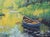 Impressionist Original Oil Landscape, Pond and Small Boat For Sale - Image 3 of 5