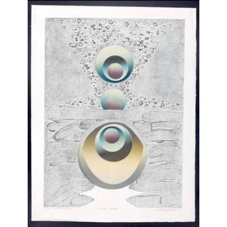 1970s Tadeusz Lapinski Silent Spheres Lithograph For Sale