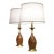 Matched Pair Westwood Atomic Modern Walnut Brass "Extreme Bowling Pin" Table Lamps 1950's For Sale