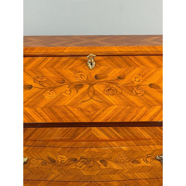 19th Century Louis XV Drop-Front Secretary Desk in Veneered and Inlaid Wood, 1890s For Sale - Image 6 of 13
