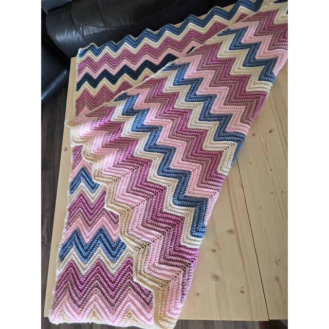 Vintage Crocheted Afghan Blanket For Sale In Palm Springs - Image 6 of 8