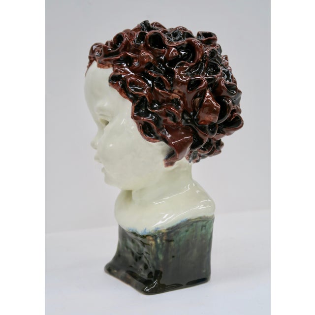 Austrian Ceramic Head Sculpture by Friedrich Goldscheider, 1923 For Sale - Image 4 of 8