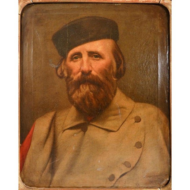 Oil on canvas, portrait of giuseppe garibaldi with the artist’s signature at the base. Italy, late 19th century origin...