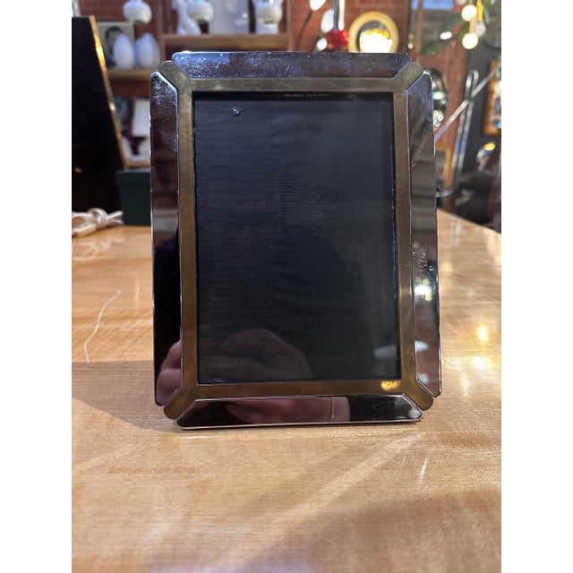Chrome Vintage Italian Chrome and Brass Picture Frame 1980s For Sale - Image 8 of 8
