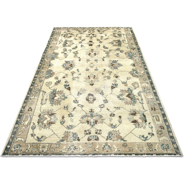 1960s Turkish Oushak Rug For Sale In Los Angeles - Image 6 of 7