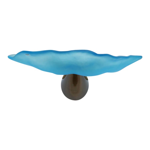 Carlo Nason "Lithos" Aquamarine Murano Hand Cast Glass Wall Lamp, Mid-Century Modern For Sale