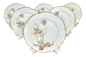 Baltimore Rose Dinner Plates from Haviland Limoges, 1888, Set of 6