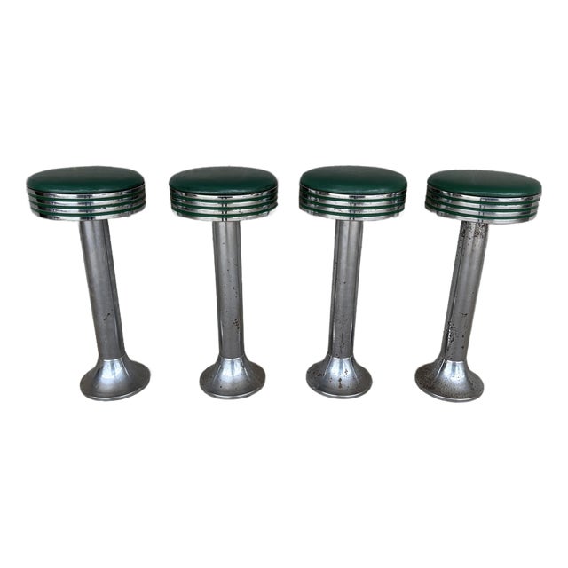 Duro Chrome 1950's Drug Store/Soda Fountain Swivel Top Stools - Set of 4 For Sale