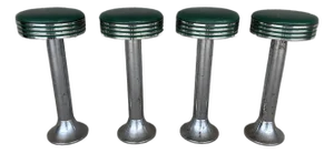 Duro Chrome 1950's Drug Store/Soda Fountain Swivel Top Stools - Set of 4