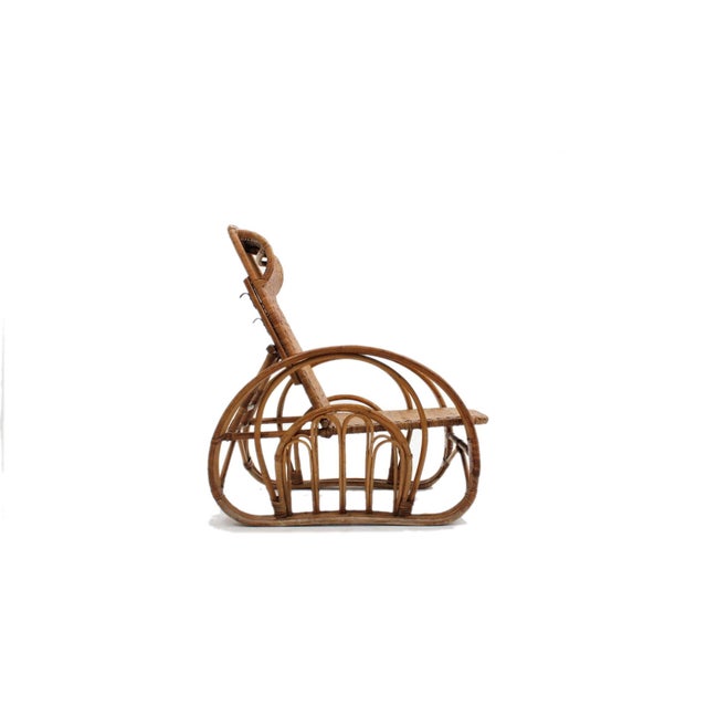Mid-Century Modern Italian Rattan Recliner Armchair, 1950s For Sale - Image 3 of 9