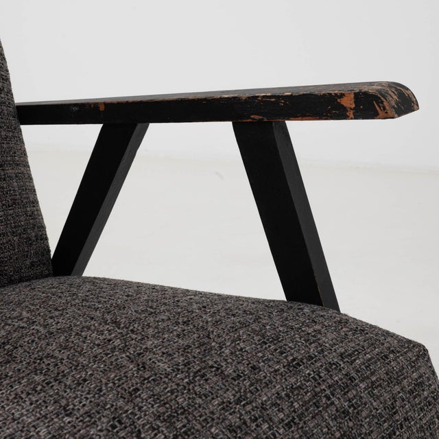 Charcoal 1960s Czech Upholstered Armchair For Sale - Image 8 of 18