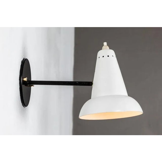 Metal 1950s Italian White Articulating Sconces Attributed to Gino Sarfatti For Sale - Image 7 of 13