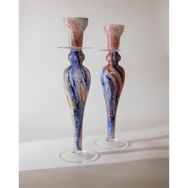 Vintage Italian Murano Glass Candleholders, 1980s, Set of 2 For Sale - Image 12 of 13