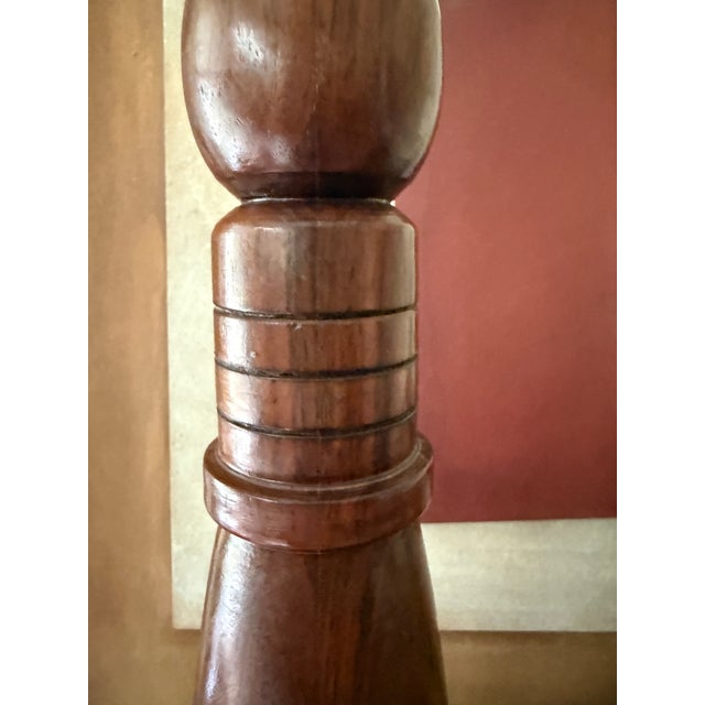Wood Vintage Asian Inspired Walnut Wood Table Lamp by Lurie Original, Sculptural Mid Century Lamp For Sale - Image 7 of 11