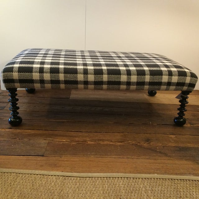 Traditional Black and White Plaid Ottoman Chairish
