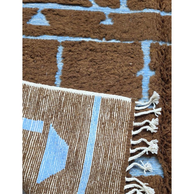 Textile Chocolate Brown Moroccan Rug - 7.9 X 7.2 Ft For Sale - Image 7 of 8