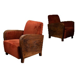 Art Deco Armchairs, 1940s, Set of 2 For Sale