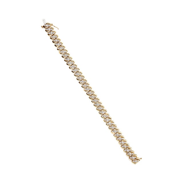 Haus of Brilliance 10K Yellow Gold 5.0 Cttw Diamond Double Row S-Link Cuban Bracelet (J-K Color, I2-I3 Clarity) - 7.25" For Sale - Image 4 of 6