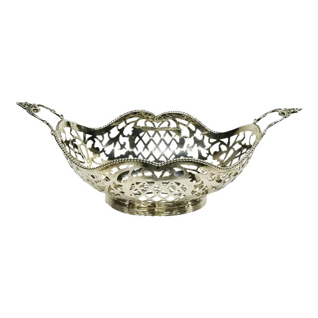 Small Dutch Silver Bonbon Basket by J. Krins, Schoonhoven, 1962 For Sale