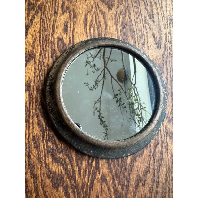 Metal Pair of Small Vintage Metal Porthole Wall Mirrors For Sale - Image 7 of 11